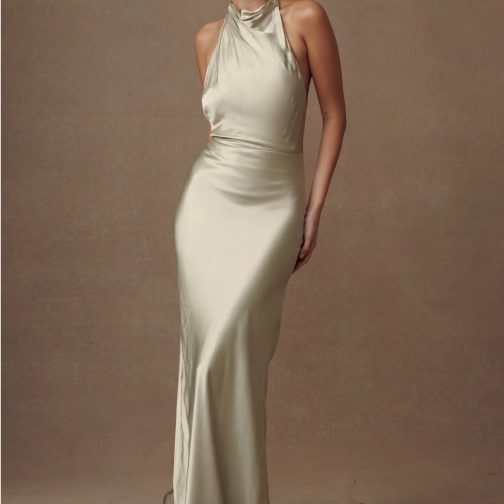 Meshki Esther Satin Cowl Maxi Dress (Sage)